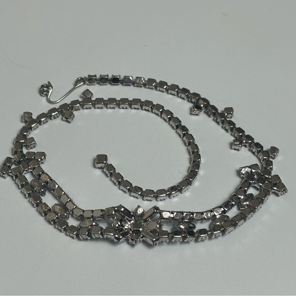 Vintage Light Blue Rhinestone Choker Necklace 1950’s - Picture 5 of 14